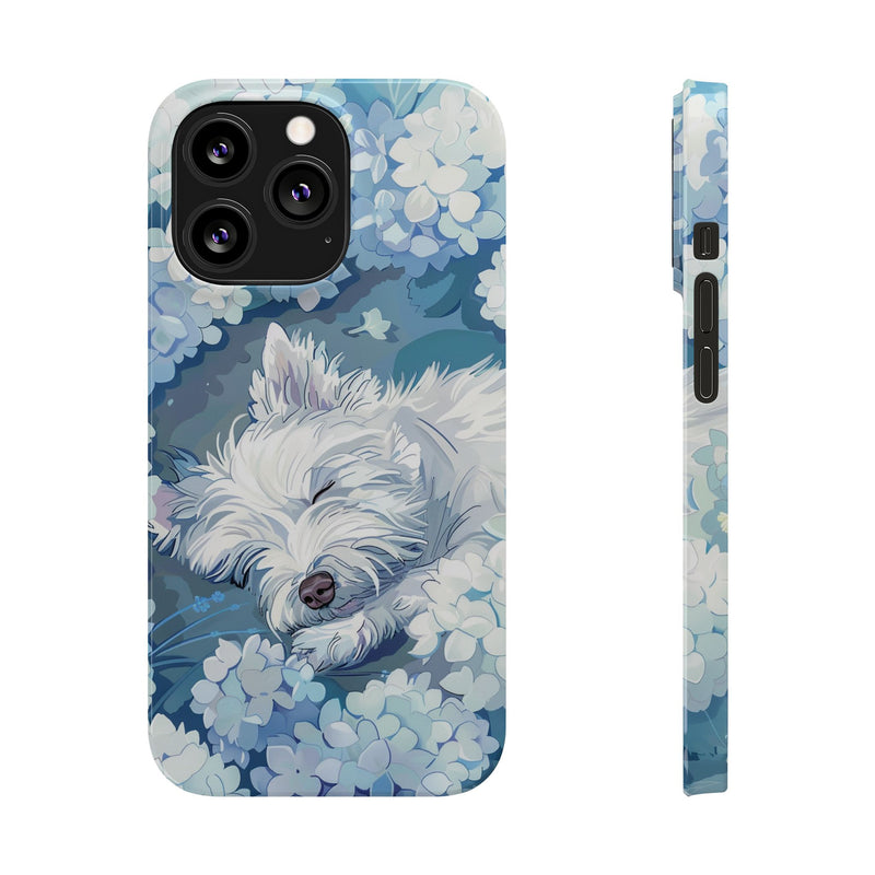 West Highland White Terrier with Flowers Slim iPhone Cases