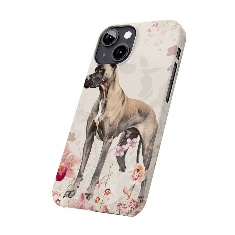 Great Dane with Flowers Slim iPhone Cases