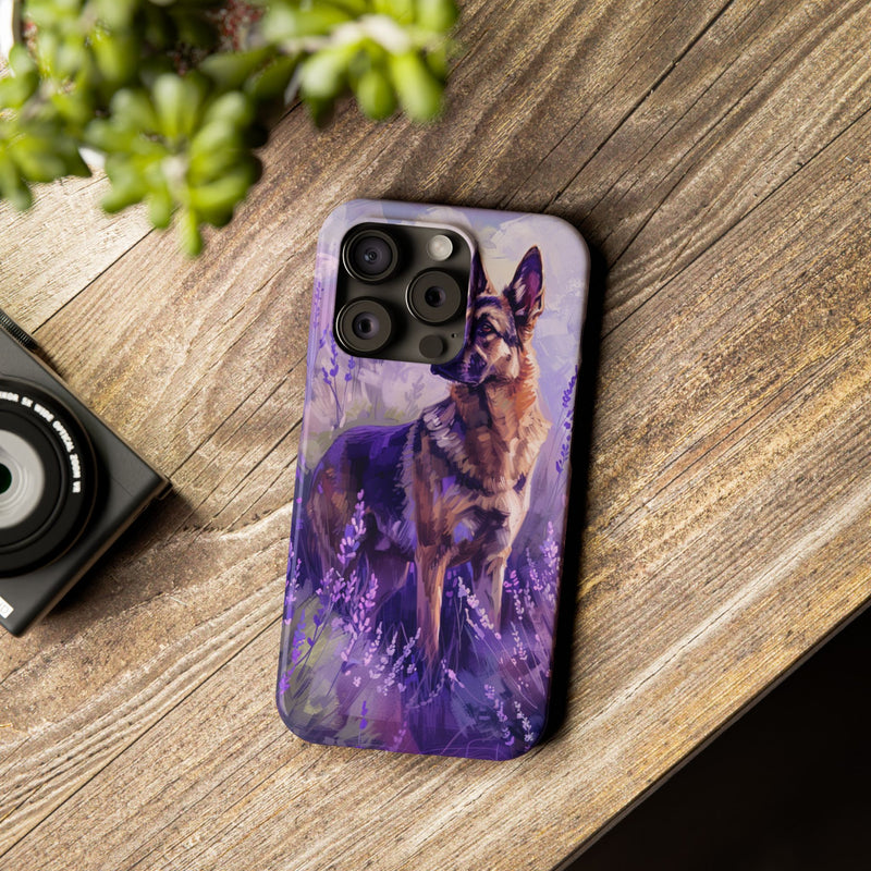 German Shepherd Dog with Flowers Slim iPhone Cases