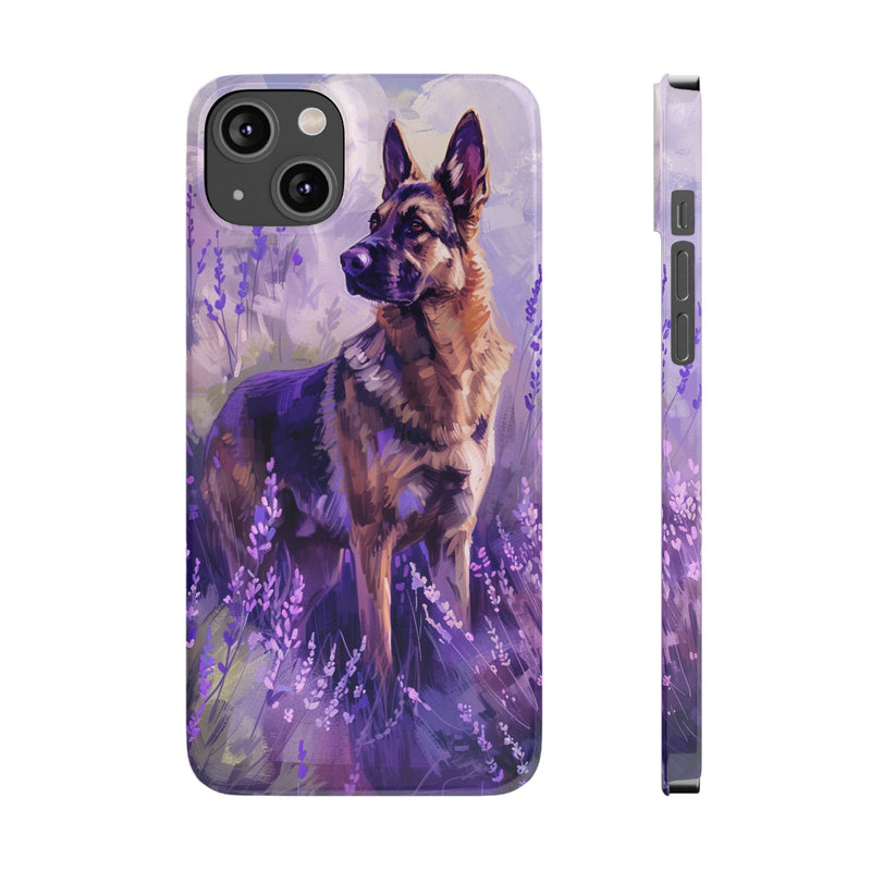 German Shepherd Dog with Flowers Slim iPhone Cases