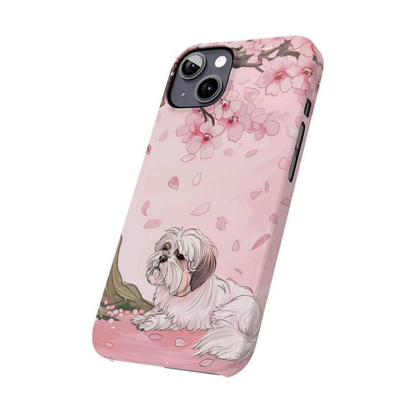 Shih Tzu with Flowers Slim iPhone Cases