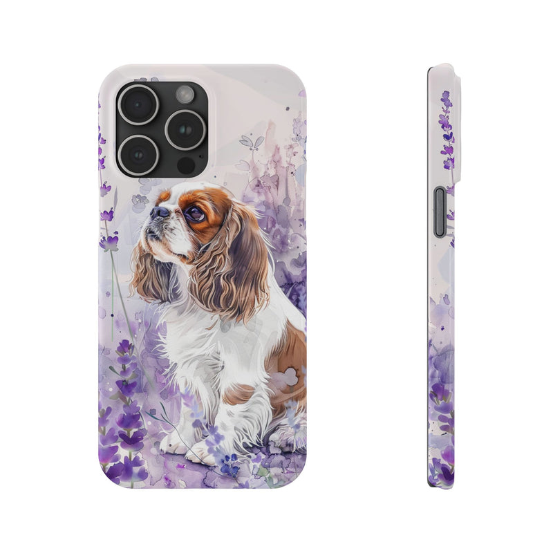 Cavalier King Charles Spaniel with Flowers Slim Phone Cases