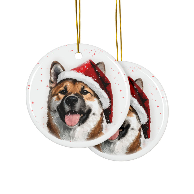 Christmas Akita Dog Ceramic Ornaments