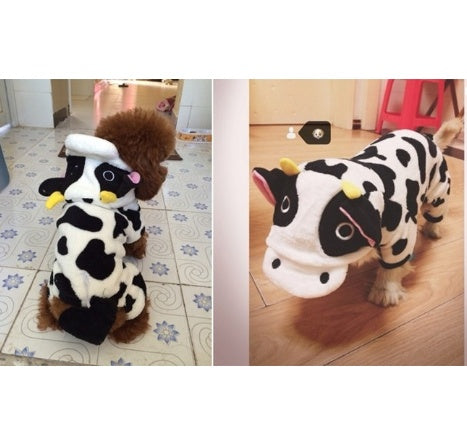 Pet Cow Costume Sweatshirt | Warm Hooded Winter Sweater for Dogs and Cats