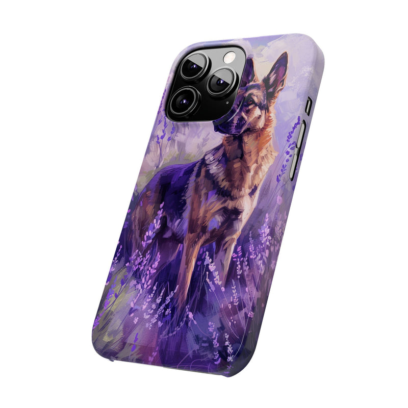 German Shepherd Dog with Flowers Slim iPhone Cases