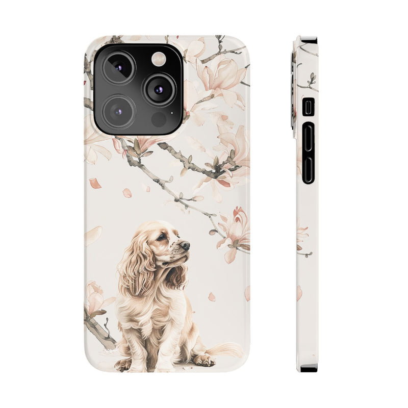 Cocker Spaniel with Flowers iPhone Slim Phone Cases