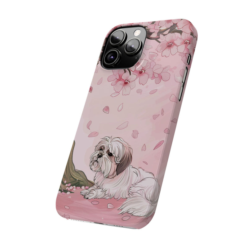 Shih Tzu with Flowers Slim iPhone Cases