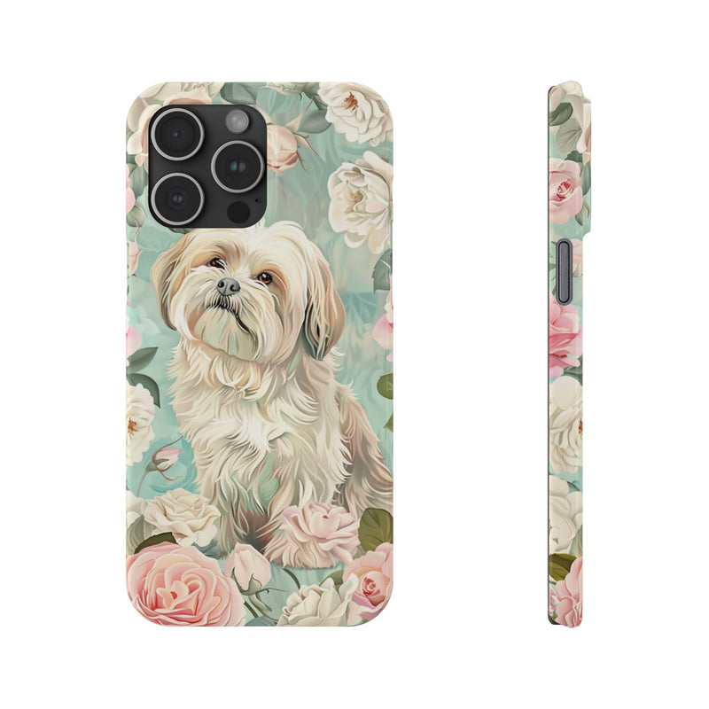 Havanese with Flowers Slim iPhone Cases