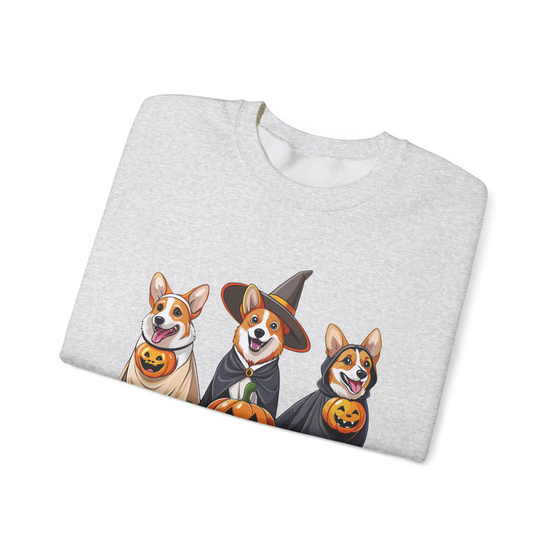 Corgis Halloween Sweatshirt – Three Cute Dogs with Pumpkin Design