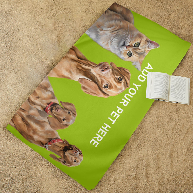 Custom Pet Photo Portrait Beach Towel, Personalized Dog Photo Portrait Beach Towel