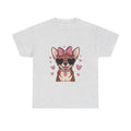 Chihuahua with Pink Hearts Valentine's Day Unisex Heavy Cotton Tee