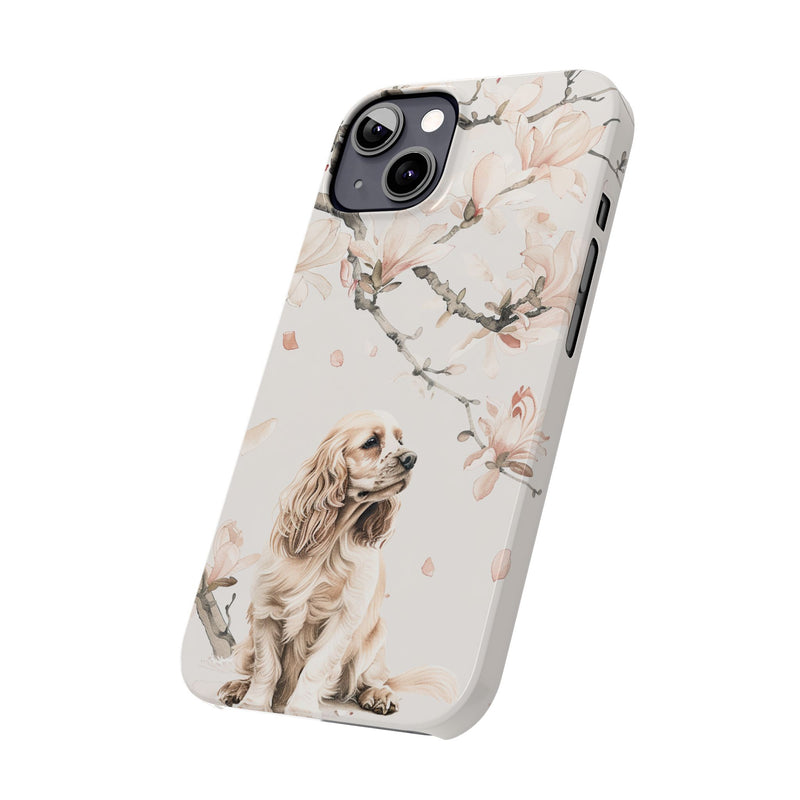 Cocker Spaniel with Flowers iPhone Slim Phone Cases