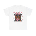 Rottweiler with Pink Hearts Valentine's Day Unisex Heavy Cotton Tee