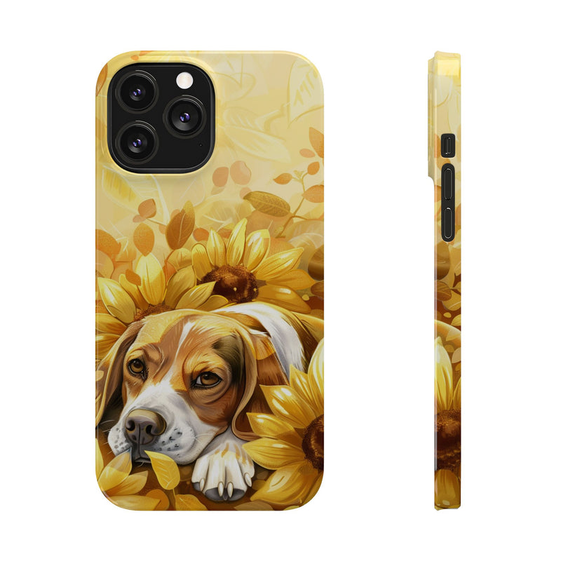 Beagle with Sunflowers i-Phone Cases