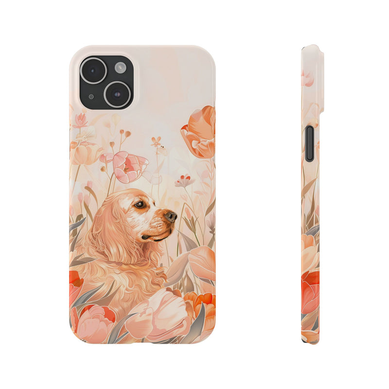 Cocker Spaniel with Flowers iPhone Slim Phone Cases