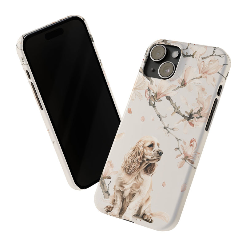 Cocker Spaniel with Flowers iPhone Slim Phone Cases