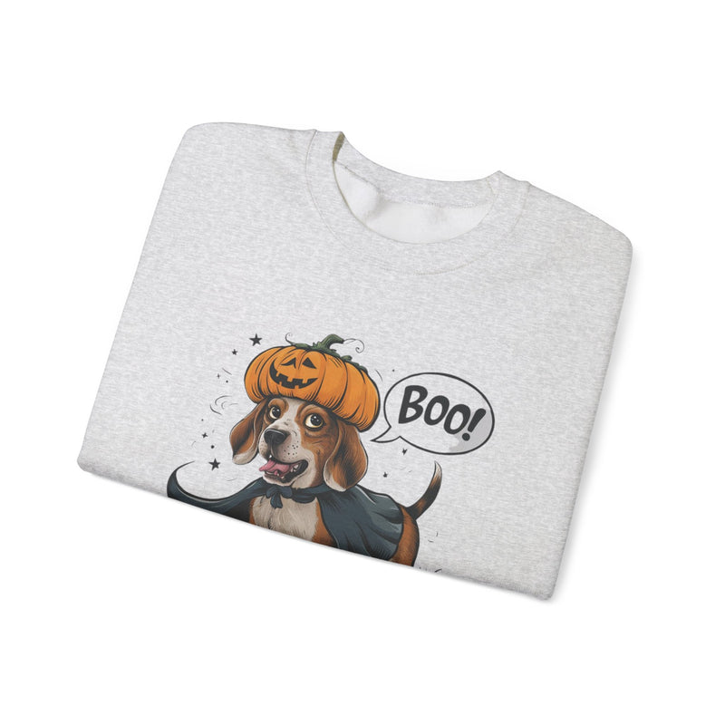 Beagle Halloween Sweatshirt – Cute Dog with Pumpkin & Boo Text