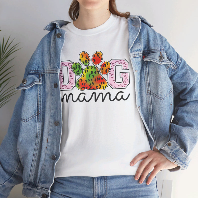 Dog Mama Unisex Heavy Cotton Tee | Dog Paw Print Tshirt