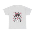 Siberian Husky with Pink Hearts Valentine's Day Unisex Heavy Cotton Tee