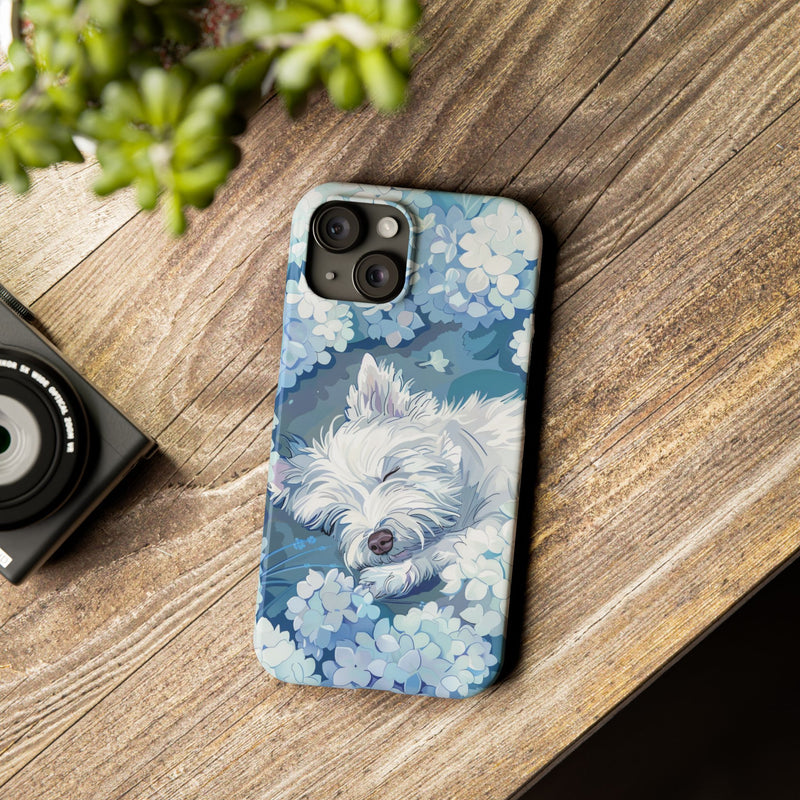 West Highland White Terrier with Flowers Slim iPhone Cases