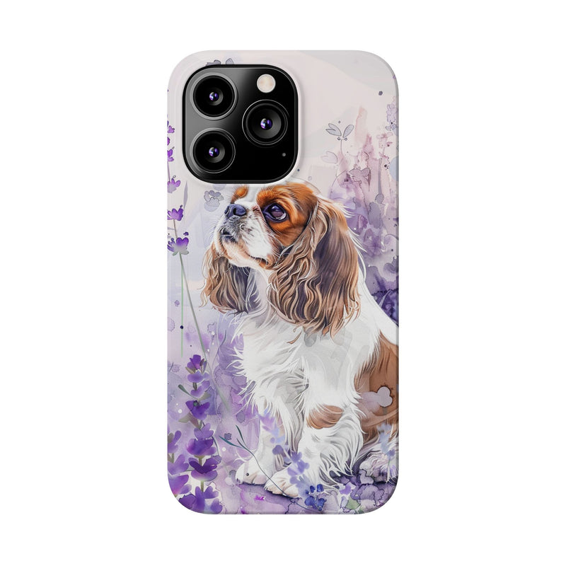 Cavalier King Charles Spaniel with Flowers Slim Phone Cases