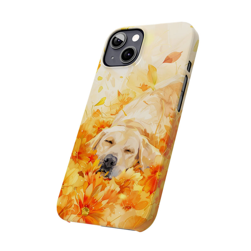 Labrador with Flowers Slim Phone Cases