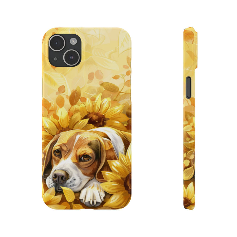 Beagle with Sunflowers i-Phone Cases