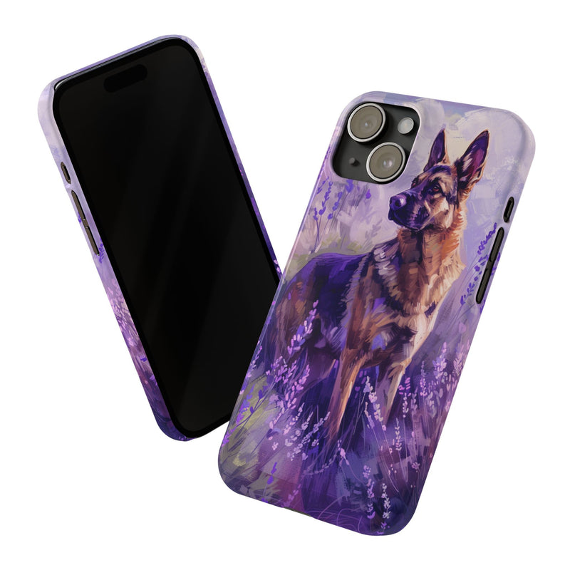 German Shepherd Dog with Flowers Slim iPhone Cases