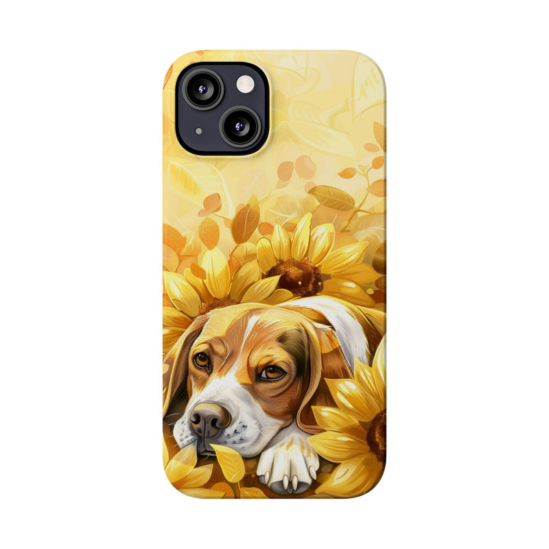 Beagle with Sunflowers i-Phone Cases