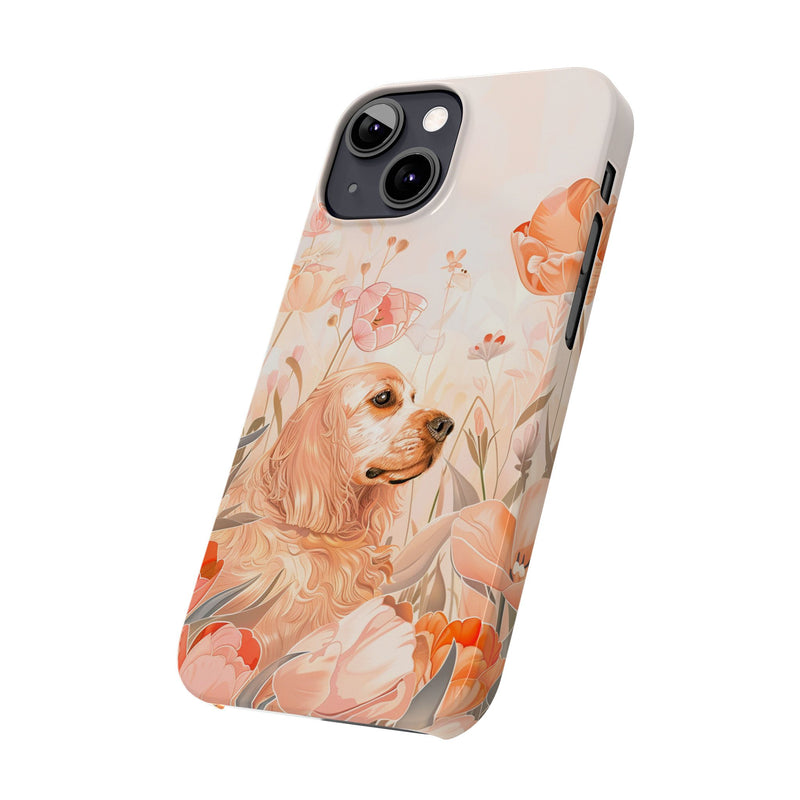 Cocker Spaniel with Flowers iPhone Slim Phone Cases