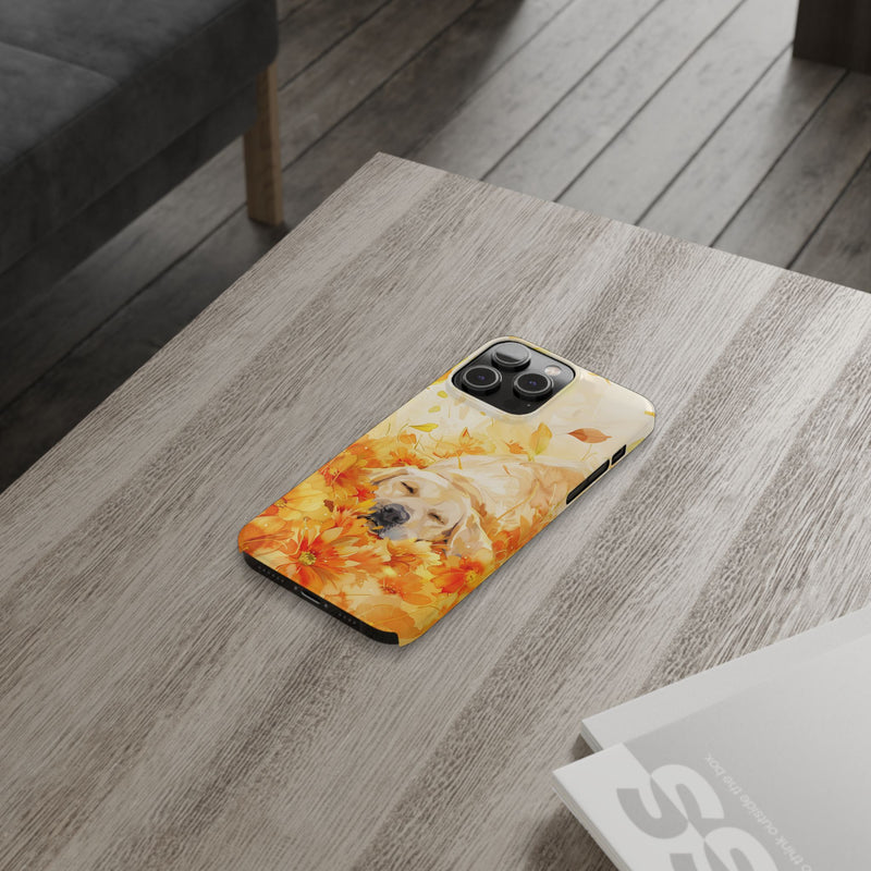 Labrador with Flowers Slim Phone Cases