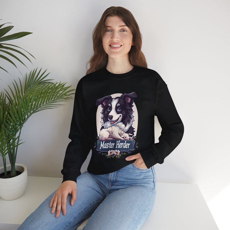 Master Herder Border Collie Unisex Crewneck Sweatshirt – Herding Sheep Design