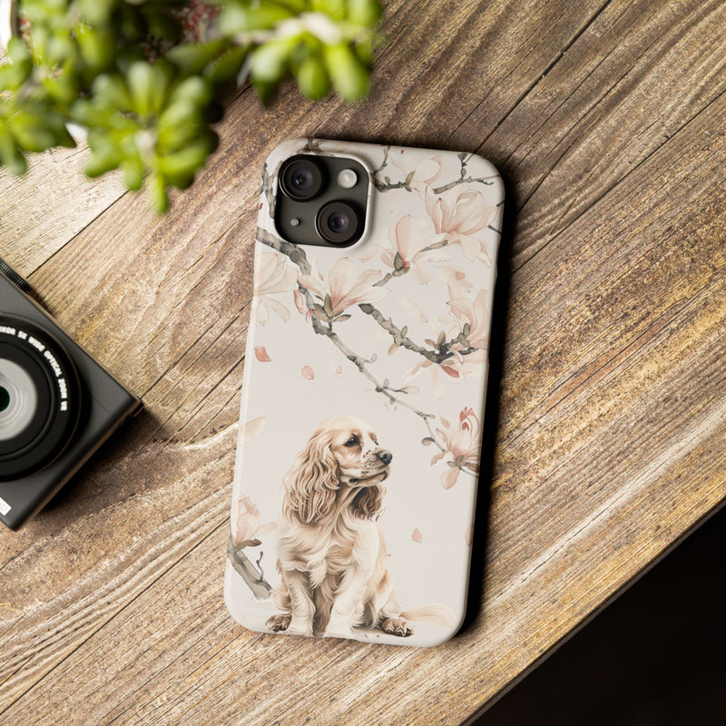 Cocker Spaniel with Flowers iPhone Slim Phone Cases