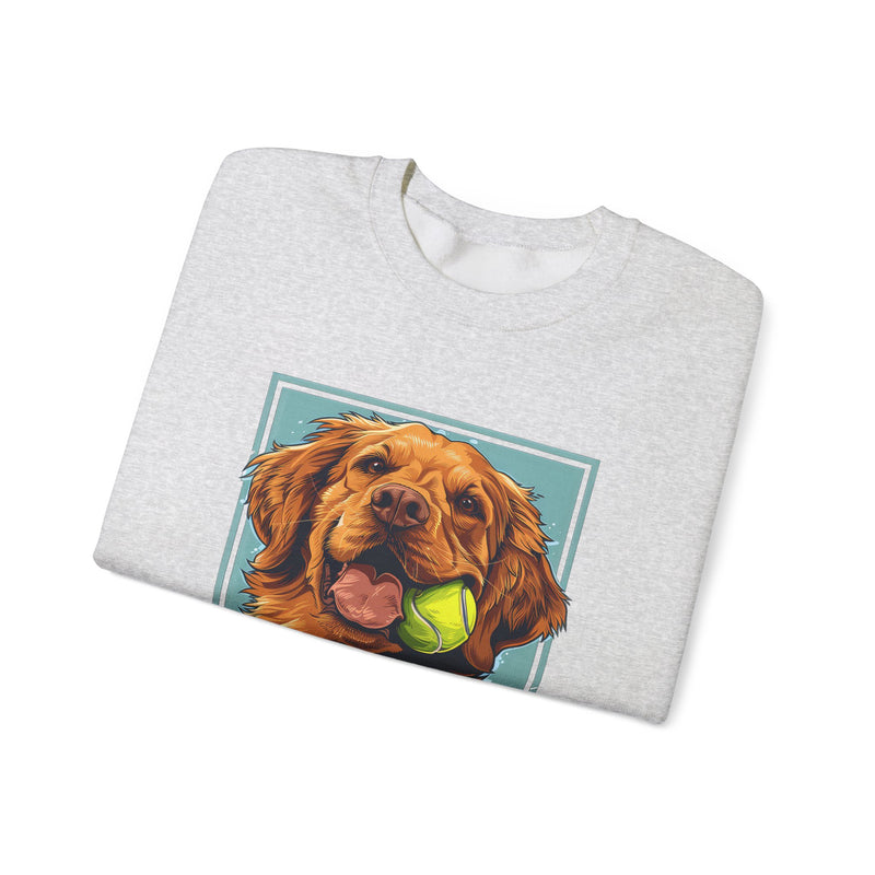 Fetch Master Golden Retriever Unisex Crewneck Sweatshirt – Playful Tennis Ball Design