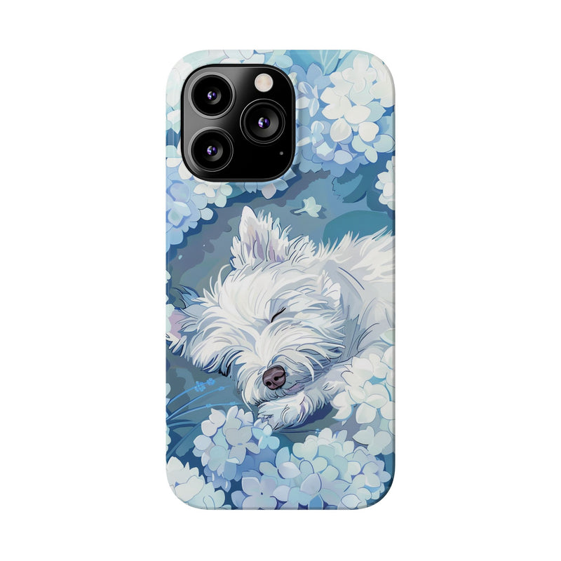 West Highland White Terrier with Flowers Slim iPhone Cases