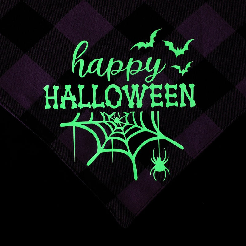 Plaid Glow-in-the-Dark Halloween Dog Bandana