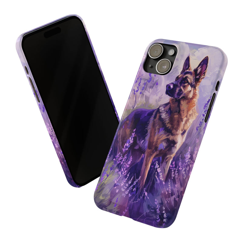 German Shepherd Dog with Flowers Slim iPhone Cases