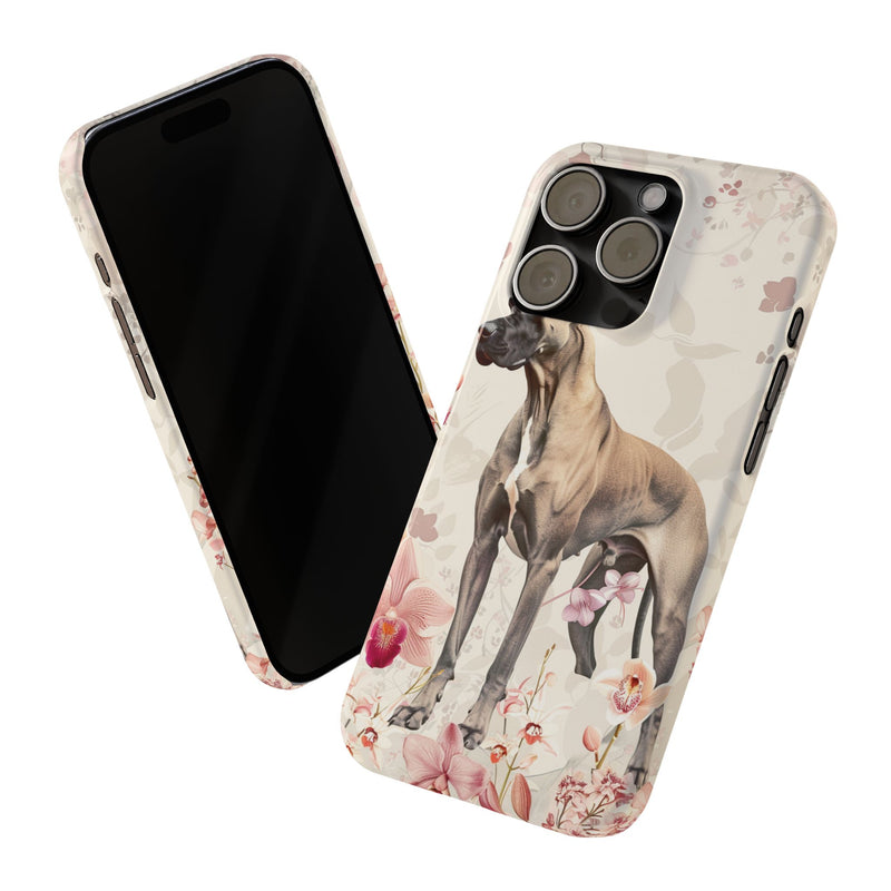 Great Dane with Flowers Slim iPhone Cases