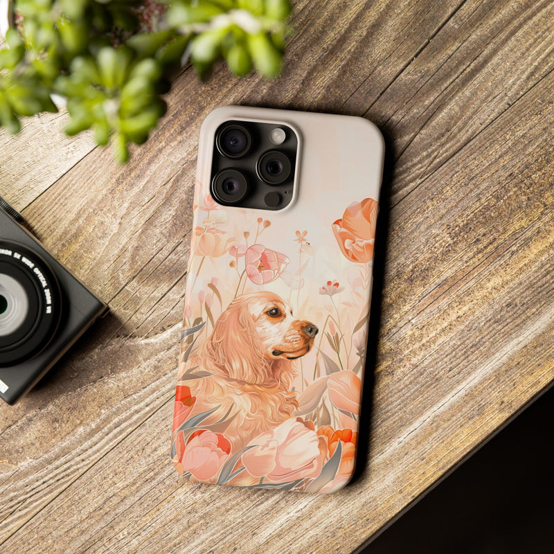 Cocker Spaniel with Flowers iPhone Slim Phone Cases