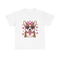 Corgi with Pink Hearts Valentine's Day Unisex Heavy Cotton Tee