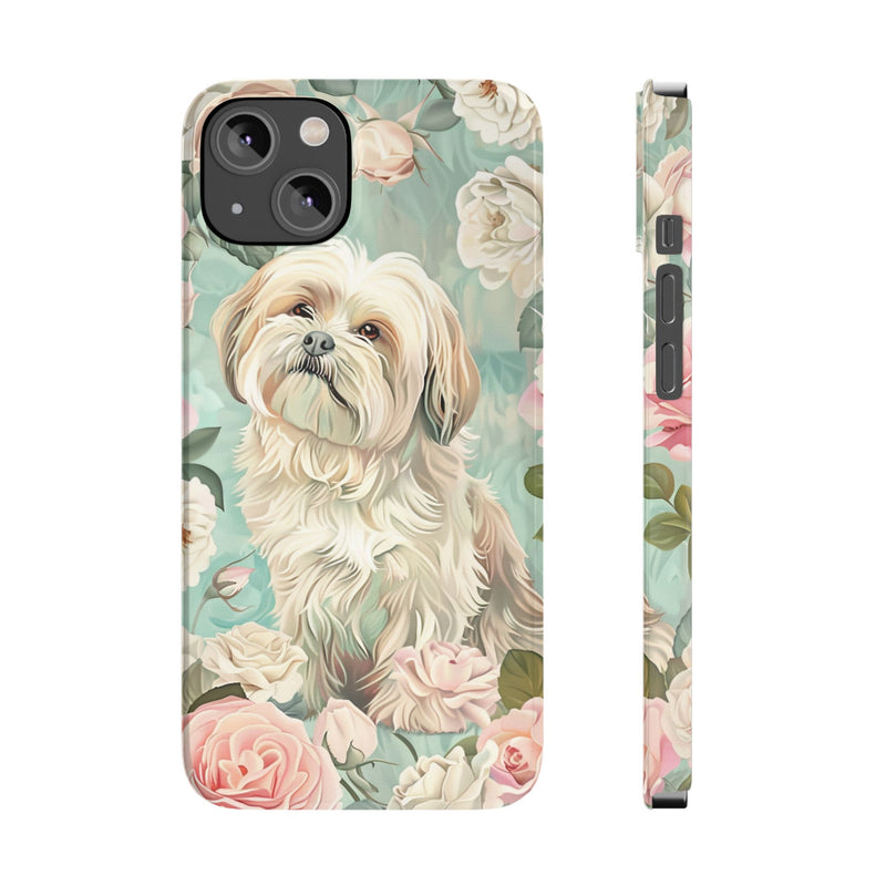 Havanese with Flowers Slim iPhone Cases