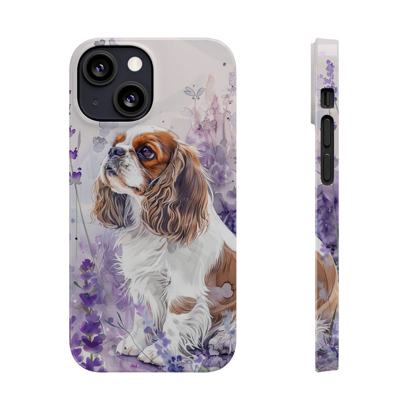 Cavalier King Charles Spaniel with Flowers Slim Phone Cases