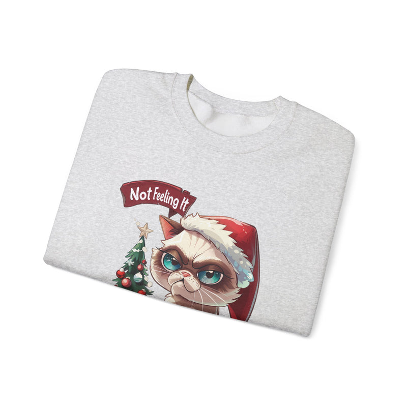 Not Feeling It Grumpy Cat Unisex Crewneck Sweatshirt – Cat in Santa Hat