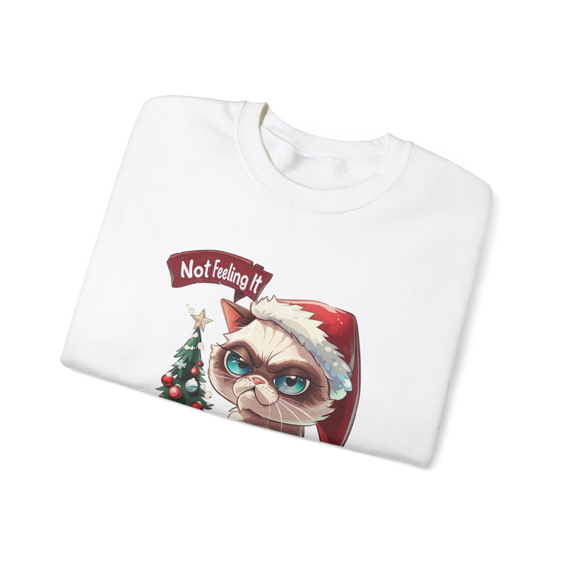 Not Feeling It Grumpy Cat Unisex Crewneck Sweatshirt – Cat in Santa Hat