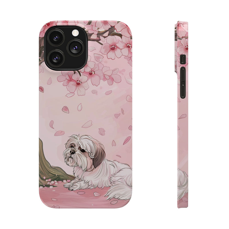 Shih Tzu with Flowers Slim iPhone Cases