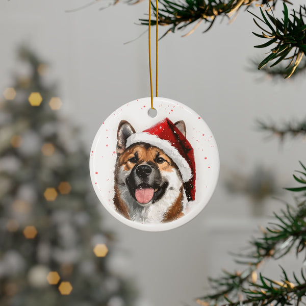 Christmas Akita Dog Ceramic Ornaments