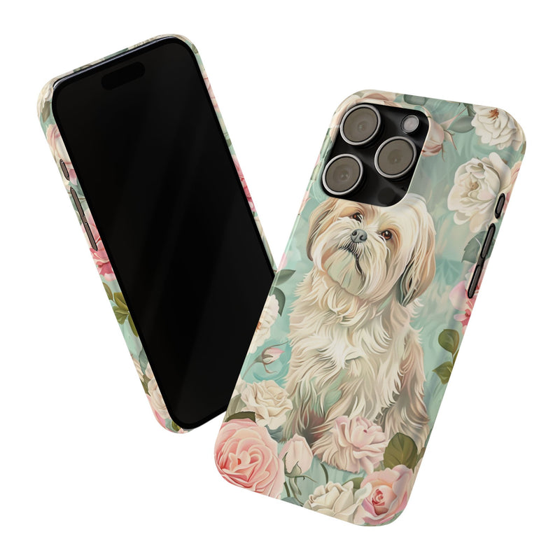 Havanese with Flowers Slim iPhone Cases