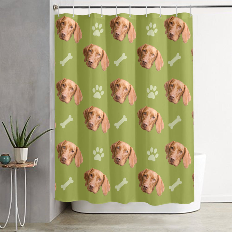 Custom Pet Photo Pattern Shower Curtain, Personalized Photo Shower Curtain Solid Colors