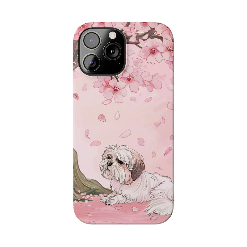 Shih Tzu with Flowers Slim iPhone Cases