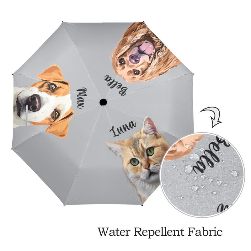 Custom Pet Photo Portrait Semi-Automatic Foldable Umbrella - Waterproof and Durable